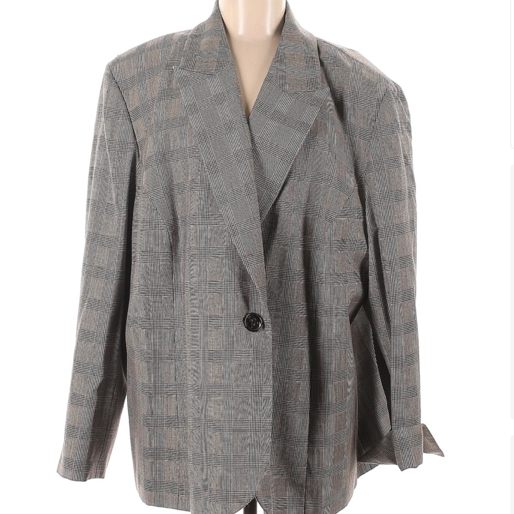 DANA BUCHMAN checkered wool blazer grey 24